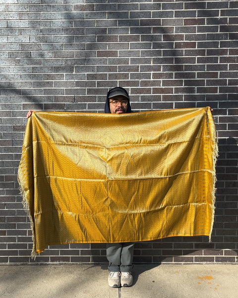 Bigass Gold Woven Shawl With Fringes