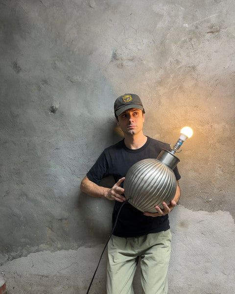 Brushed Silver Ribbed Sphere Table Lamp Base, H18"