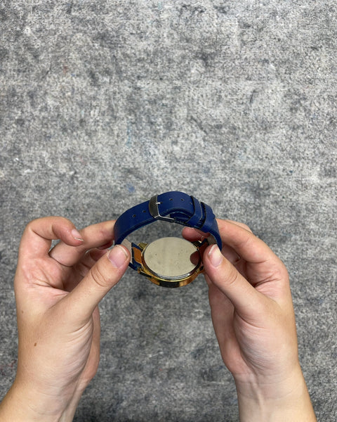 DF Gold Tone Quartz Wristwatch with Blue Strap