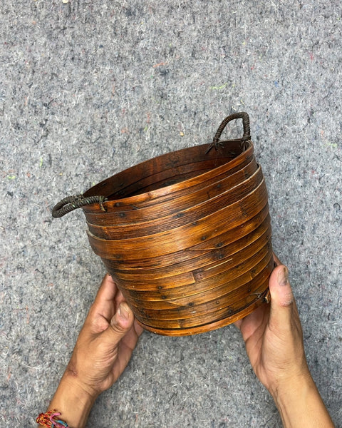 Woven Wood Basket, 7x6"