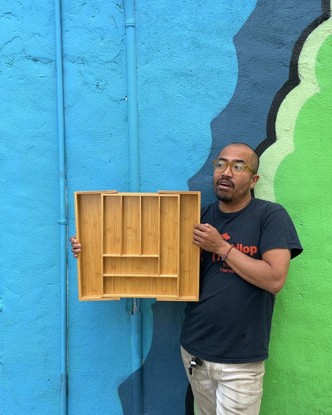 Bamboo Expandable Cutlery Organizer, L12-20xW17"
