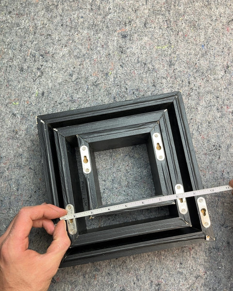 Set Of 3 Black Wood Square Shelves