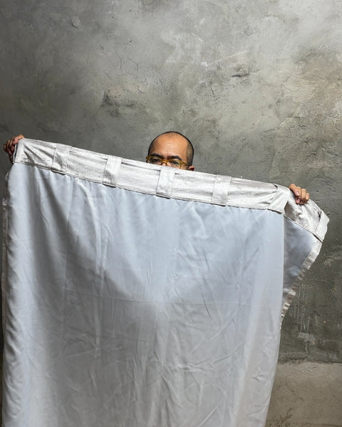 West Elm Silver Cotton & Viscose Curtain, 48x96"