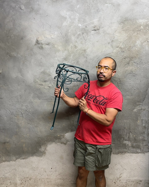 Green Metal Plant Stand, 22x11"