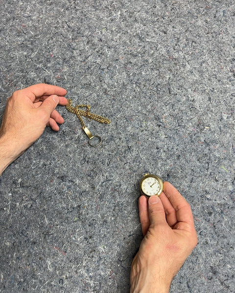 Gold Tone Pocket Watch with Chain, Needs New Battery