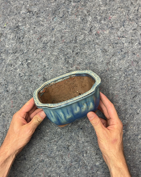 Blue Ceramic Bonsai Planter, W7"