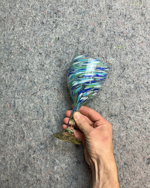Another Hand-blown Mexican Art Swirl Pattern Glass Goblet