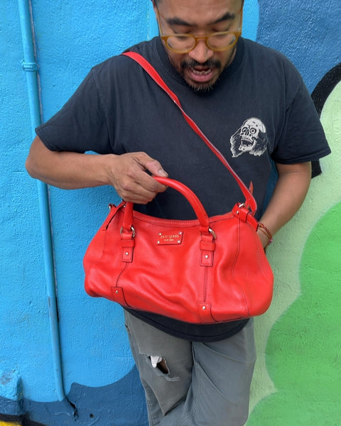 Kate Spade Red Leather Satchel Handbag