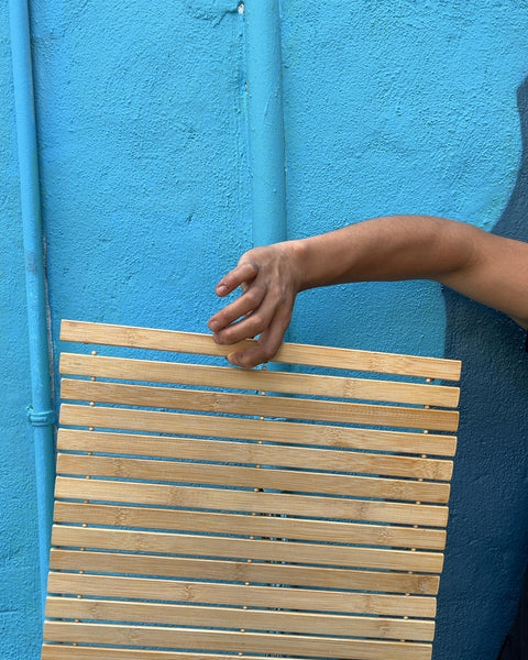 Natural Wood Slatted Bath Mat, 16x23"