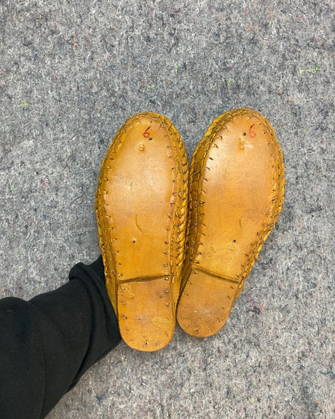 Woven Leather Mules, Size 6