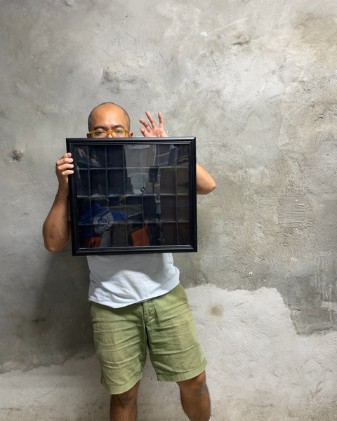 Black Wooden Compartment Shadow Box Display Case, 18x18”