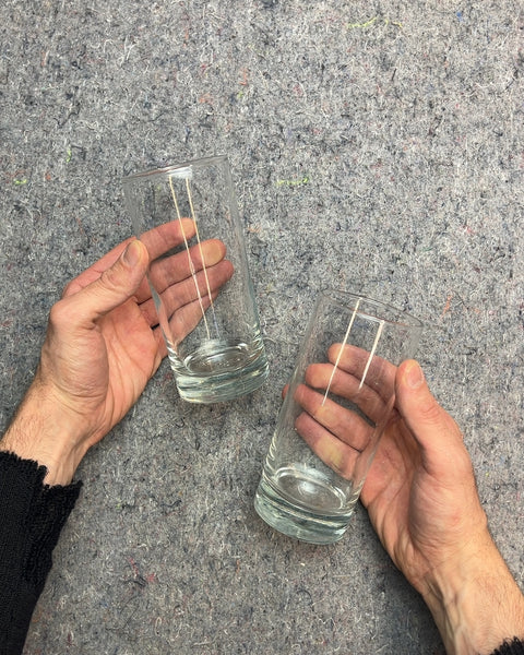 Set of Two Clear Drinking Glasses