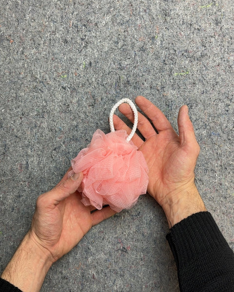 Pink Mesh Bath Pouf
