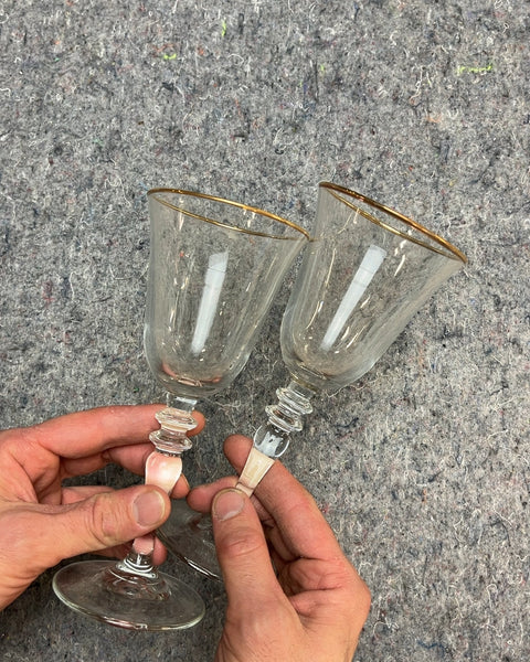 Two More Vintage Wine Glasses with Gold Trim
