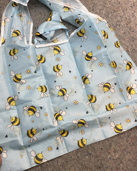 Big Reusable Shopping Bag with Bee Print
