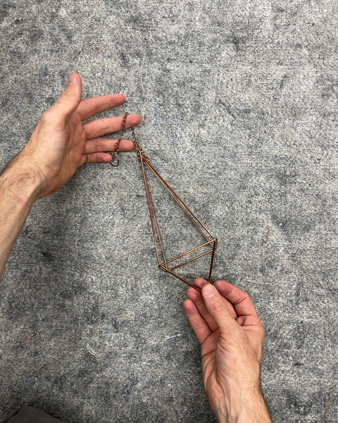 Copper Geometric Hanging Air Plant Holder, H9"