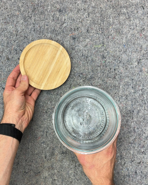 Big Glass Storage Jar with Wood Lid