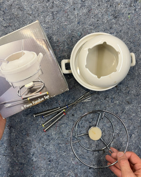 Vintage Ceramic Godinger 6 Piece Fondue Set