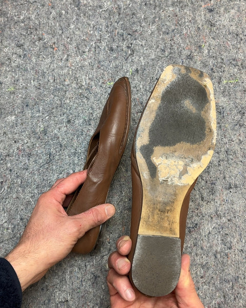 Sway Chestnut Brown Leather Ballet Flats Slightly Used Bottoms, Size EU 38