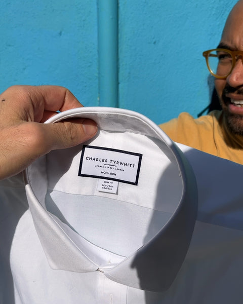 Like New Charles Tyrwhitt White Slim Fit Non-Iron Shirt, Size 17.5/34in 44/86cm