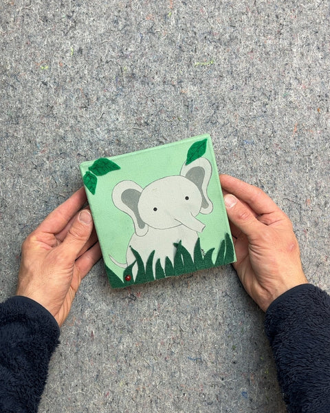 Elephant in Grass Canvas Wall Art, 6x6"