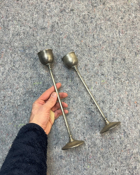 Pair of Vintage Metal Candle Holders