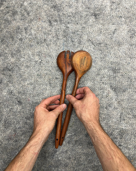 Wooden Salad Servers Spoon and Fork Set
