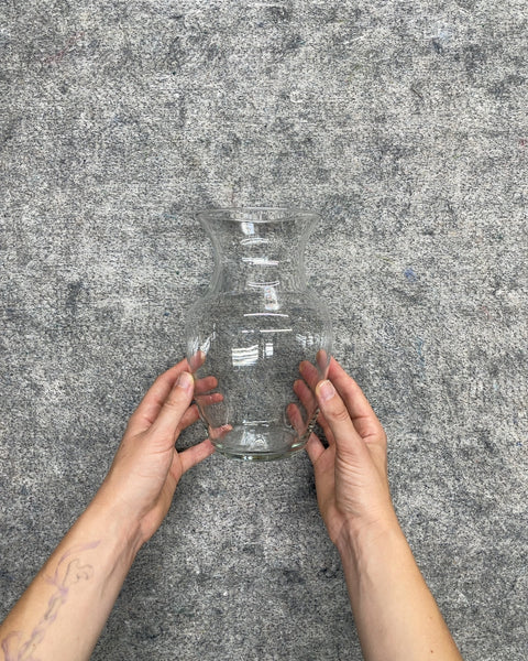 Clear Glass Flared Flower Vase, H8”