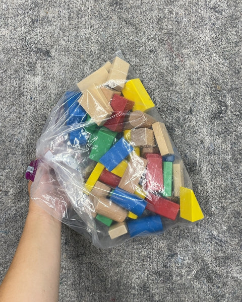 Big Bag of Wooden Building Blocks