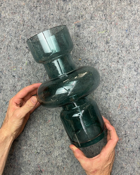 Beautiful Teal Glass Decorative Vase, H11"