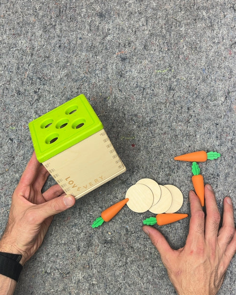 Lovevery Wooden Carrot and Coin Drop Box Toy