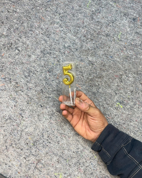 Gold Number 5 Birthday Candle