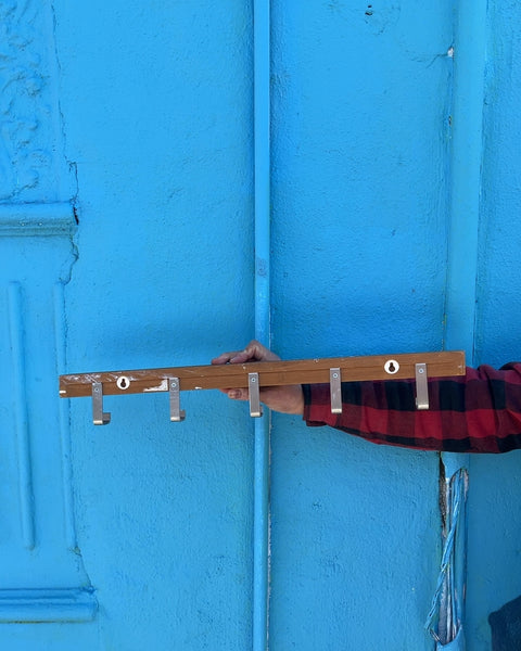 Serious Wooden Coat Rack with Hooks, 23"