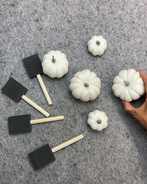 White Decorative Pumpkins with Foam Brushes