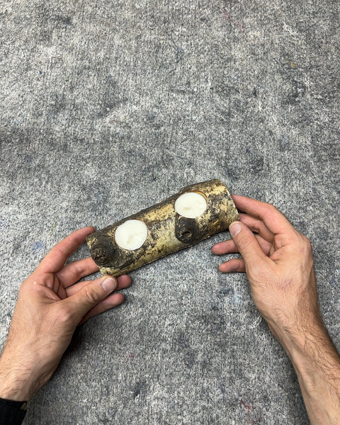 Rustic Birch Wood Tea Light Candle Holder