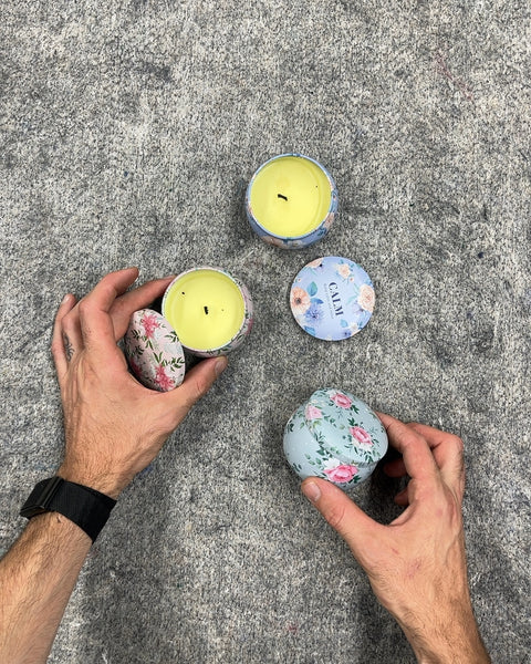 Set of 3 Floral Scented Tin Candles