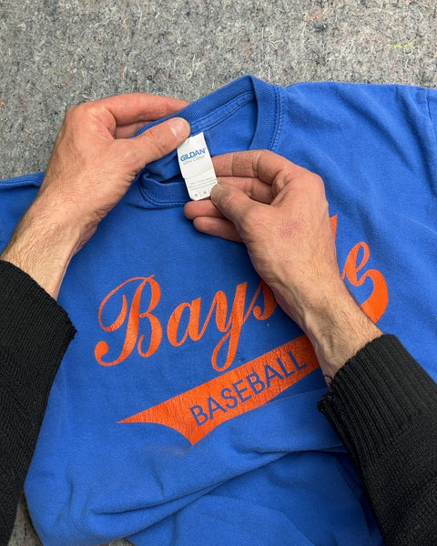 Gildan Bayside Baseball Blue T-Shirt, Size M
