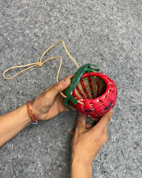 Strawberry Shaped Woven Basket Bag