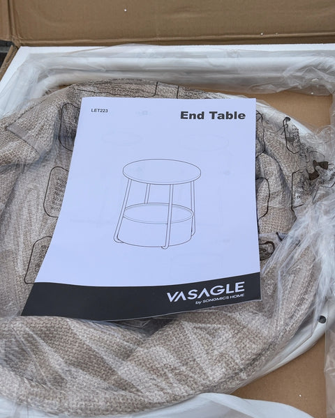 Brand New Vasagle Round Side Table with Storage Basket, Let 223