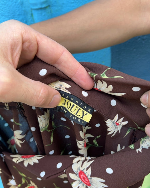 Jouly New York Brown Floral Button-Up Shirt, Size Women 2XL