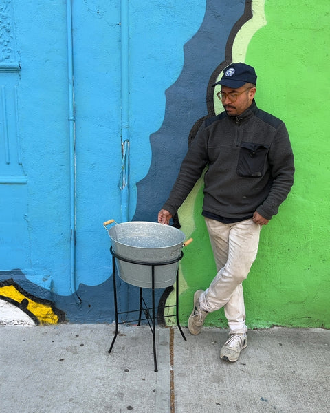 Galvanized Metal Tub with Stand, W17"