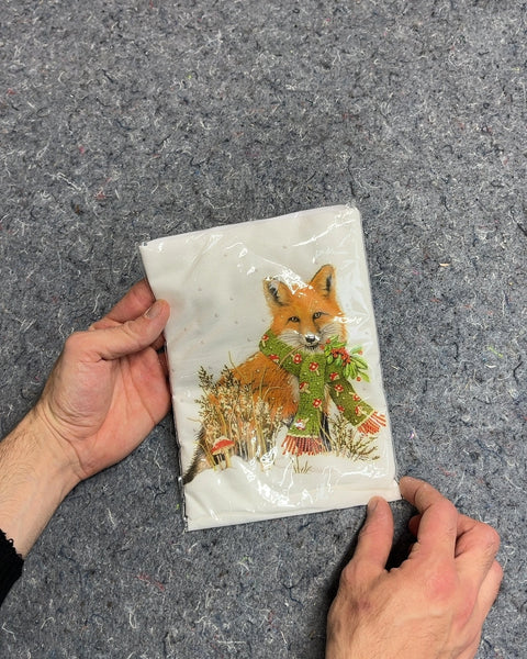 Flour Sack Kitchen Towel with Fox Design