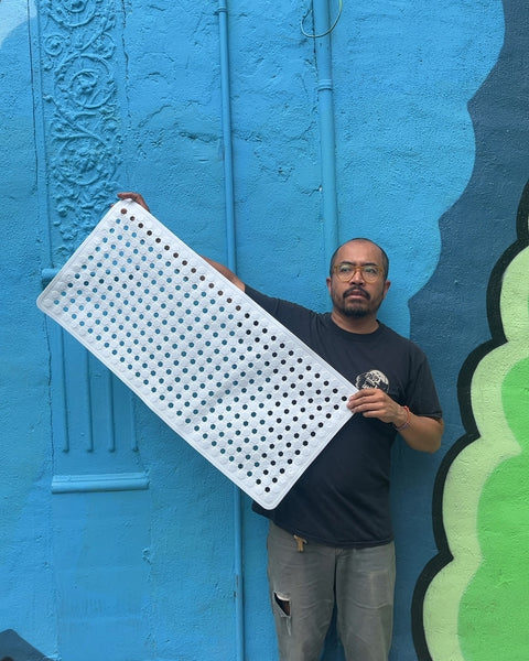 White Perforated Shower Mat, 16x35"