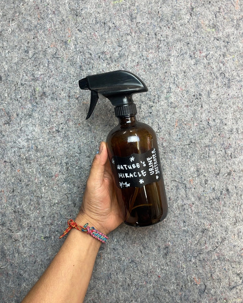 Empty Brown Spray Glass Bottle