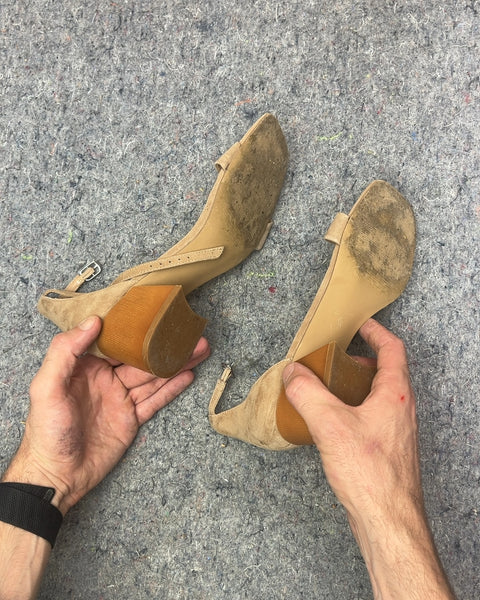 Steve Madden Tan Suede Block Heel Sandals, Size US 7.5W