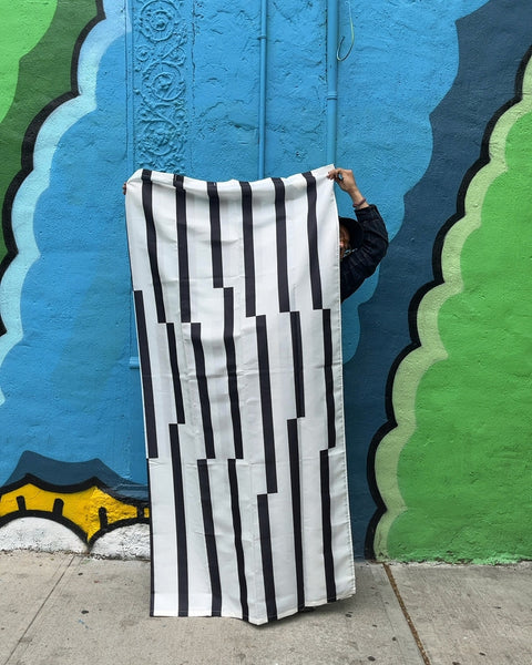 IKEA Black and White Striped Shower Curtain, 71x71"