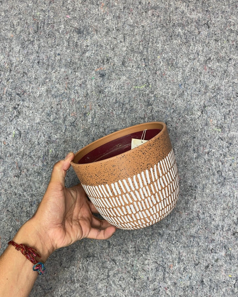 Terracotta Patterned Planter, 6.5 in