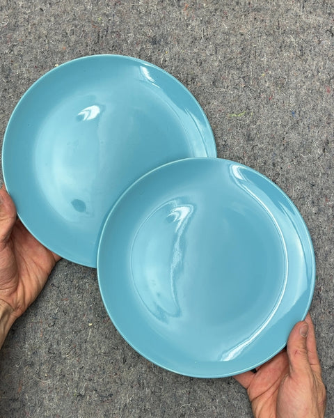 Two IKEA FÄRGKLAR Blue Dinner Plates