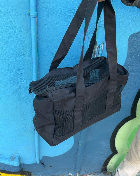 Black Pet Carrier Bag with Mesh Sides For A Cat Or Tiny Dog
