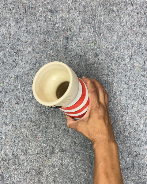 Jones & Co Red and White Striped Ceramic Vase